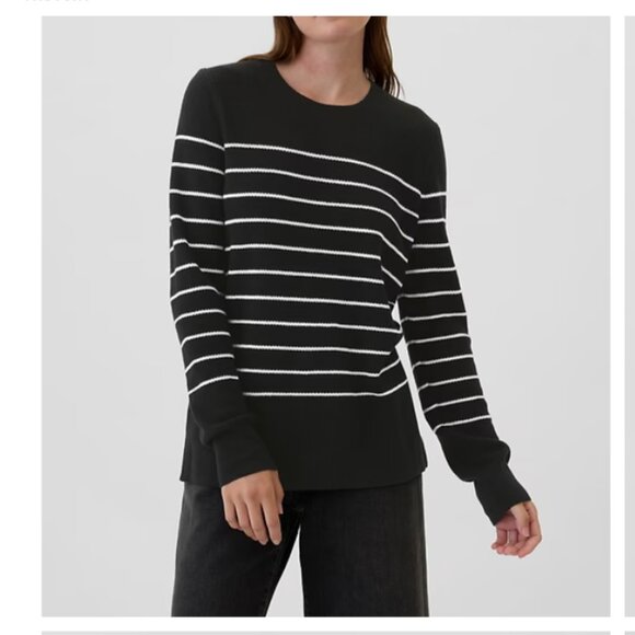 GAP Factory Textured Stripe Crewneck Sweater - Womens Size S - Picture 2 of 7